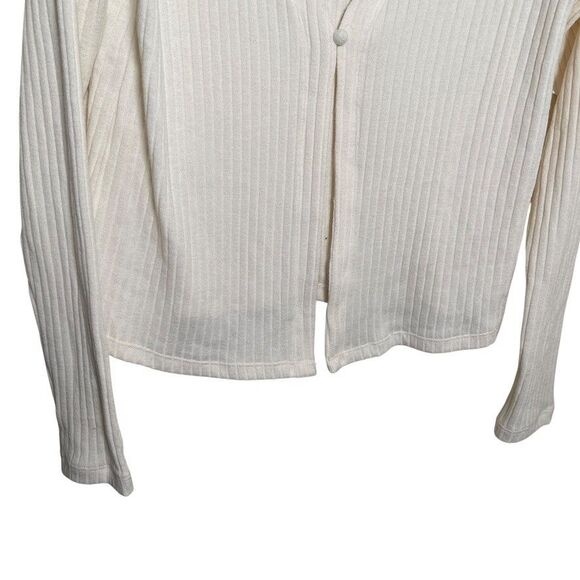 Old Navy Cardigan Women's Large Cream Ribbed Single Button Sweater Cottage - Picture 3 of 10